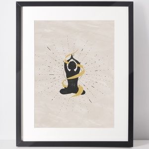 Wall Art Bohemian Woman Silhouette Celestial Print Poster Illustration Unframed